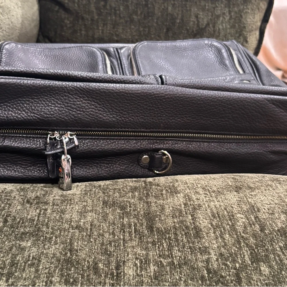 Tumi Black Textured Leather Garment Carry on Travel Bag